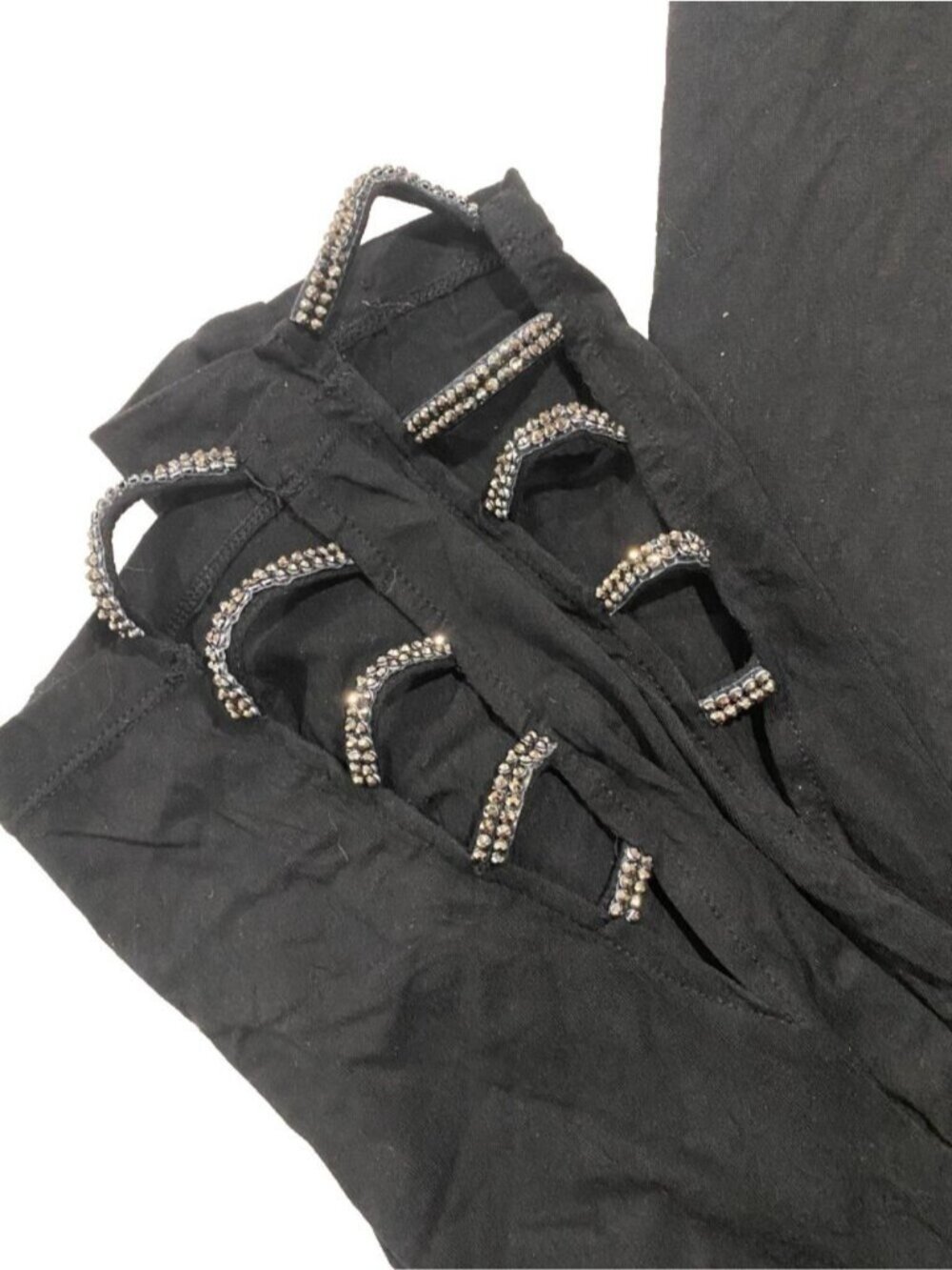 🛍️ 2/$20 ENTIRE SHOP - Y2K GLAM BLING Sparkly Rhinestone Cutout Hem Leggings